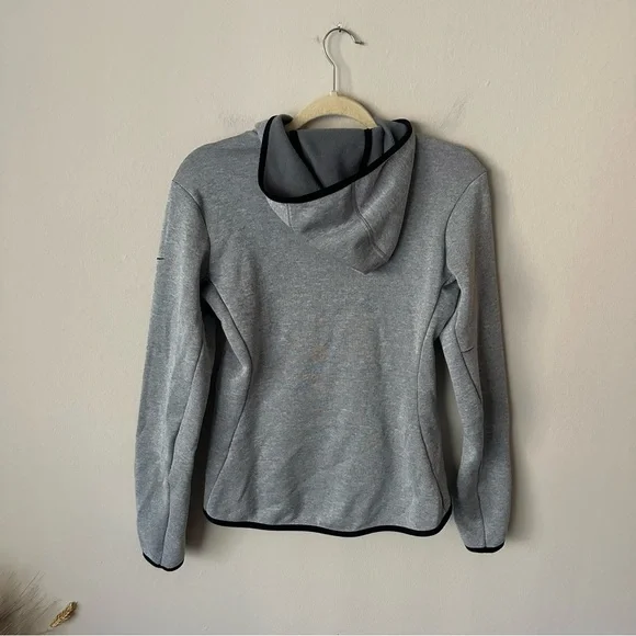 NIKE DRI-FIT Sweatshirt Women M Gray Zip Up Hooded Funnel Neck Thumb Hole - Picture 8 of 16